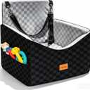 Dog Car Seats for Small Medium Dogs Up to 35lbs | Elevated Dog Booster Seat with Detachable Washable Cover & Cushion | Memory Foam Pet Car Travel Seat with Safety Belt and Storage Pockets (Black Grey)