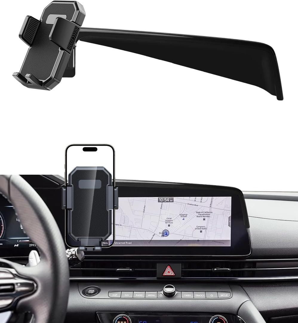 PZK Car Phone Holder for Hyundai Elantra 2021-2025 SE/SEL/Sport/Limited/N Line Accessories 8-Inch/10.25-Inch Screen Auto Lock Car Phone Mount 360 Rotation Phone Cradles Not Affect Air Vent