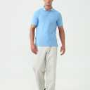 MagnaMan Slim Fit Short Sleeve Polo Shirts for Men - Cotton, Business Casual Stretch Shirt, Breathable Golf & Office Wear (Blue, L)