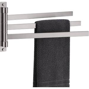 KOKOSIRI Hand Towel Holder Rack Swivel Bathroom Towel Bars Swing Out 3-Rail for Bath Kitchen Brushed Nickel Stainless Steel B5007BR-A3