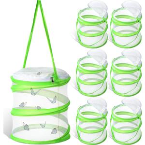 Sherr 6 Pcs Mini Butterfly Habitat Cage Clear Mesh Butterfly Net Cage Container Foldable Terrarium, 6.3x7.1inch Sherr 6 Pcs Mini Butterfly Habitat Cage Clear Mesh Butterfly Net Cage Container Foldable Terrarium, 6.3x7.1inch