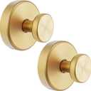 Shower Hooks for Inside Shower, Vacuum Suction Cup Hooks for Glass Window, Mirror, No Drill Towel Hooks for Bathrooms, Bath Robe Coat Looafh Wreath Hook for Hanging - 2 Pack, Gold