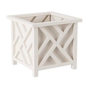 Lattice Design Outdoor Planter Box - 14.75” Square 13” Tall White Plant Pot - Decorative Plant Pots for Front Porch Decor - Flower Pots Outdoor Planters for Porch Patio or Garden Decor by Pure Garden