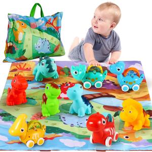 ALASOU 9 PCS Dinosaur Fantastic Creatures Car Toys with Playmat/Storage Bag|Baby Toys for 1 Year Old Boy|1st Christmas Birthday Gifts for Stocking Stuffers Toddler|1 2 Year Old Boy Gift for Infant