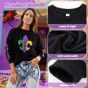 Mardi Gras Sweatshirt for Women Carnival Outfit Crewneck Pullover Party Long Sleeve Tee Daily Wear (Small)