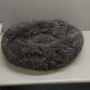 Bedsure Calming Dog Bed for Small Dogs - Donut Washable Small Pet Bed, 23 inches Anti-Slip Round Fluffy Plush Faux Fur Large Cat Bed, Fits up to 25 lbs Pets, Dark Grey