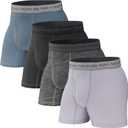 4pcs Thieves Men Every Day Kit Boxer Briefs | Underwear for Men | Soft, Tagless, Cotton Spandex Blend | Moisture Wicking (Lavender/Grey/Black/Blue) Size XL
