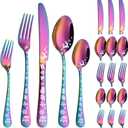 Vilihkc Christmas Style Silverware Set,20 Piece Stainless Steel Flatware Set, Kitchen Utensil Set Service for 4,Tableware Cutlery Set for Home and Restaurant,Dishwasher Safe (Color)