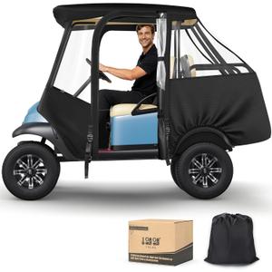 10L0L Golf Cart 4 Passenger Enclosure for Club Car Precedent Short Roof 57.5" Deluxe 600D Golf Cart Heavy Duty Rain Cover with 4 Zipped Doors Clear PVC Windows (Latest Improved Version)