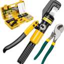 YUZES Hydraulic Crimping Tool and Cable Cutter, 12 AWG to 00 (2/0), 10 Tons Battery Cable Crimper Tool with 9 Crimping Dies, Crimping Tool for Cable Lug, Wire Terminal Lug