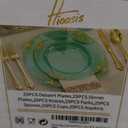 Hioasis 175pcs Clear Green Plastic Plates - Elegant Disposable Dinnerware Set Suitable for 25 Guests Include 10.25" Dinner & 7.5" Dessert Plates, Cutlery, Napkins, Cups for Party & St. Patrick's Day