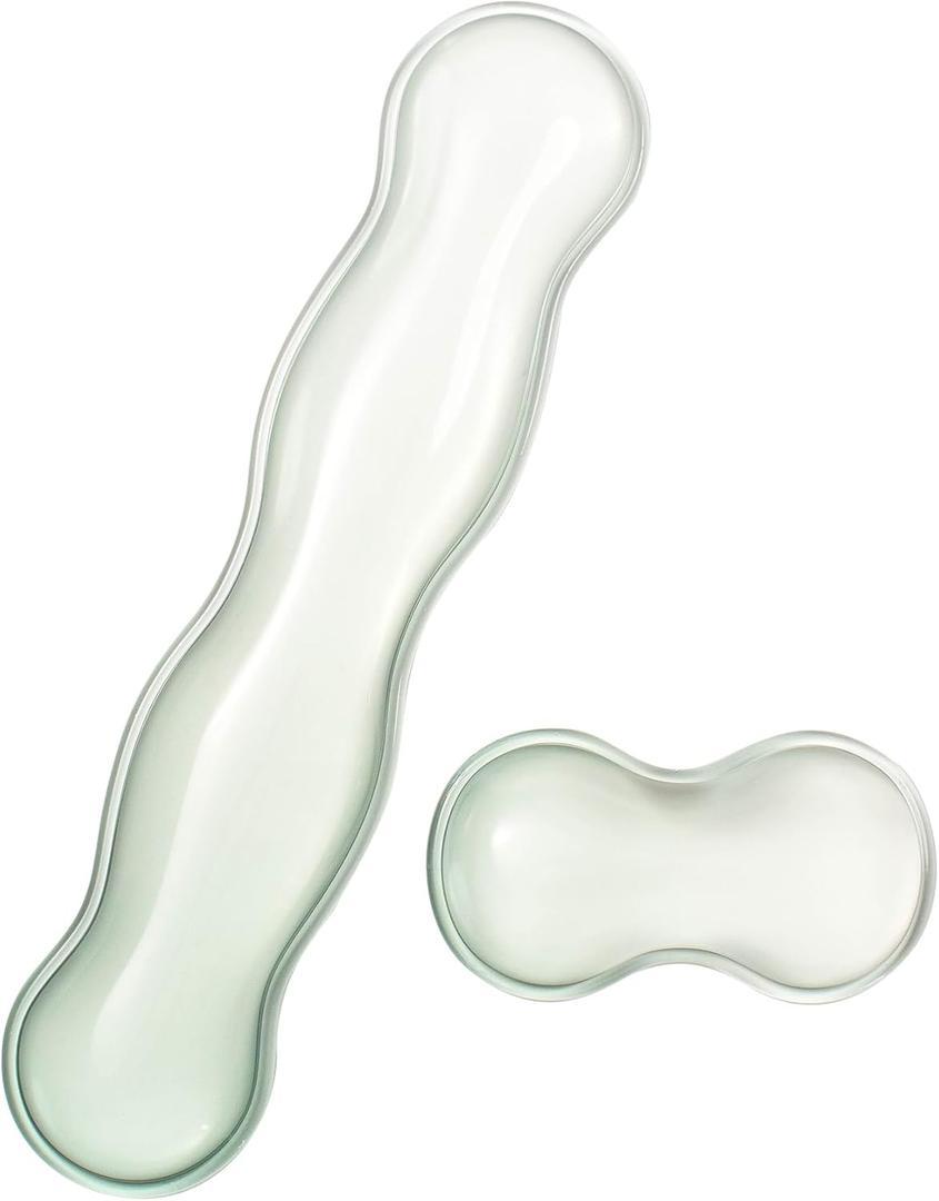 Ergonomic Gel Keyboard and Mouse Wrist Rest Set  Green Clear Wrist Rest for Computer Keyboard 60%/68%/75%, Keyboard Cushion, Comfort & Support for Typing and Gaming