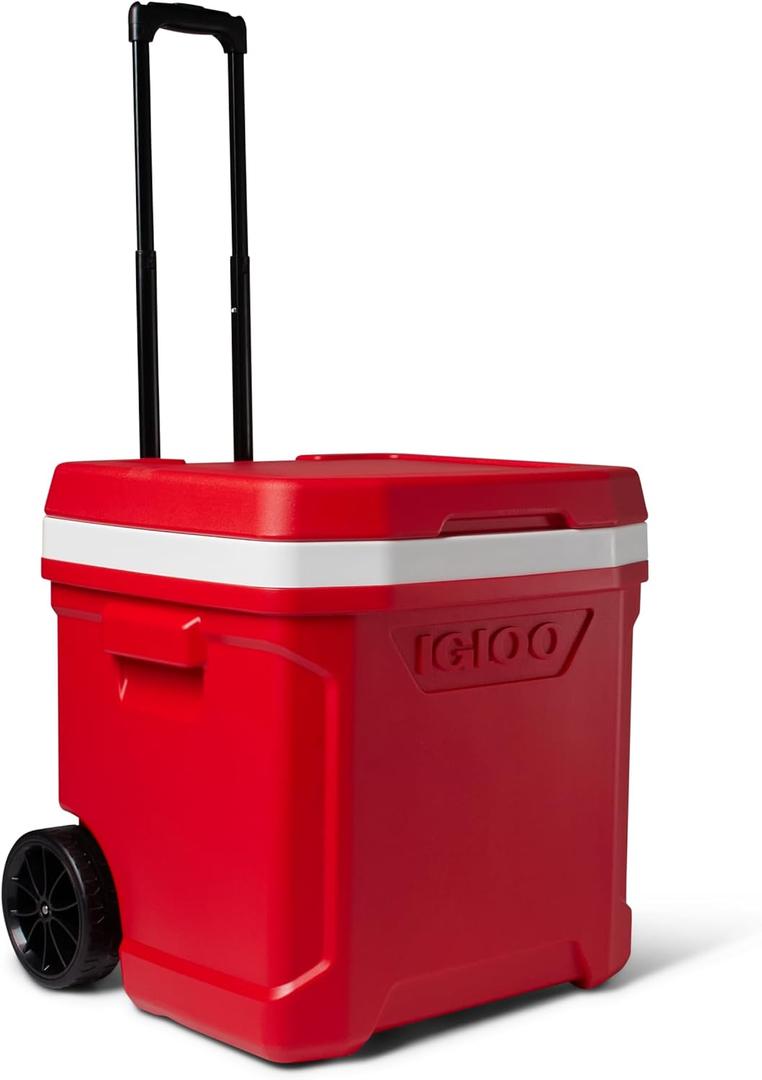 Igloo Hard Coolers | Profile II Series | Insulated Ice Chests | Roller Cooler with Wheels (Red 90-Can)