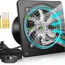 8 Inch Exhaust Fan with Speed Controller, 700CFM Wall Mount Exhaust Fan for Kitchen, Metal Ventilation Extractor Fan with Damper for Bathroom, Garage, Attic, Shop, Pet Room, Smoking Room, Basement