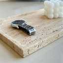 Real Natural Travertine Tray Genuine Marble Stone Tray for Coffee Table/Bathroom/Vanity (Beige Travertine, 12" x 8")