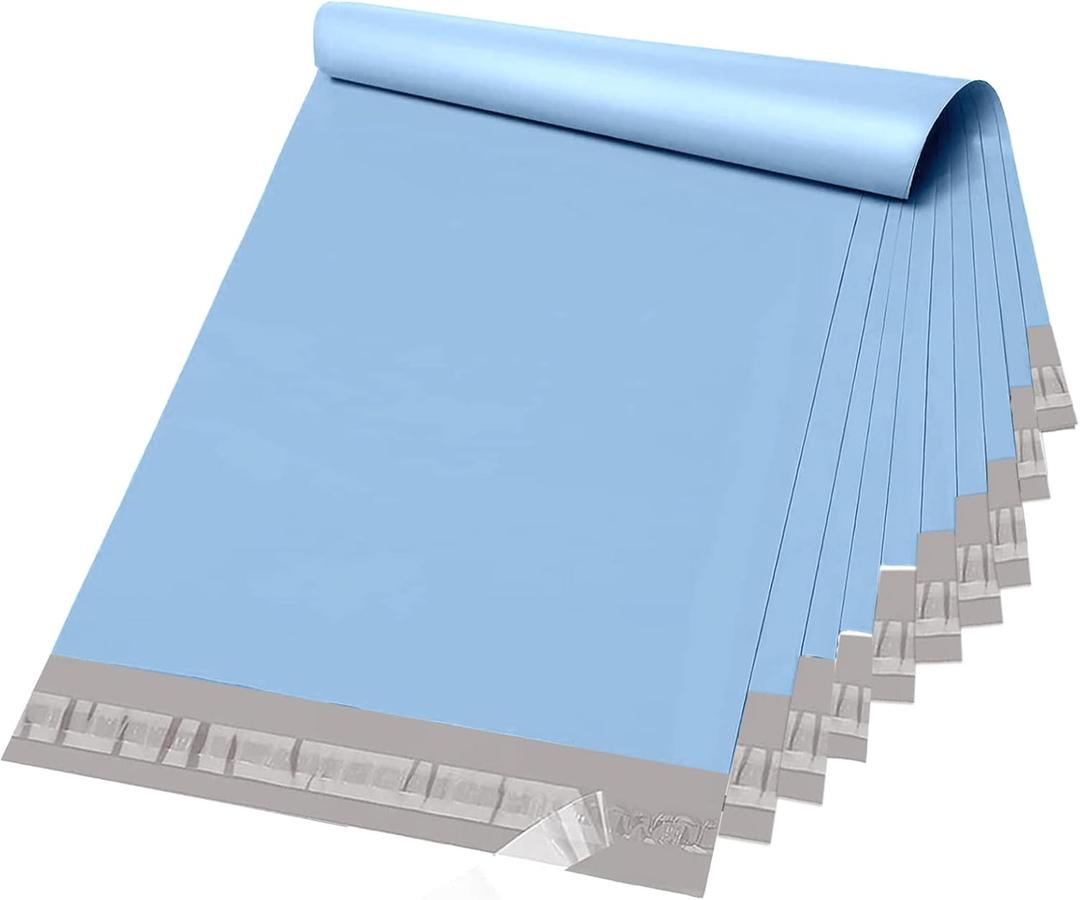 Metronic Poly Mailers 10x13 50 Pack, Shipping Bags for Small Business, Waterproof Weather Resistant & Tear Resistant Durable Self Seal Mailing Envelopes Packaging bags for Clothing, Haze Blue