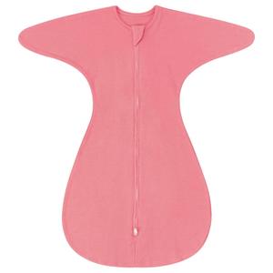 ZIGJOY Shark-Fin Transition Swaddle - 1.0 Tog Baby Sleep Sack 6-12 Months Soft Cotton Transitional Baby Wearable Blanket with 2-Way Zipper for All Seasons, Pink, Large