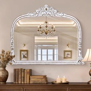 32x42 Inch Baroque Arched Mirror for Wall Decor, Wooden Decorative Mirrors