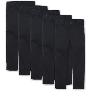 The Children's Place Stretch Straight Chino Pants,multipacks (New Navy 5-pack), Size: 16 Slim