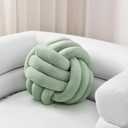 Knot Pillow - Soft & Plush Ball Pillow for Bed/Living Room, Decorative Cushion Hand-Knitted Design, Stress Relief Accent Round Boucle Throw Pillow for Sofa Green 7.8 Inches