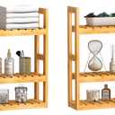 Domax Bathroom Wall Shelf - Over Toilet 3 Tier Storage Rack Adjustable Layer Multifunctional Utility Wall Mounted Towel Shelves Living Room Kitchen (Bamboo-Pack of 2)