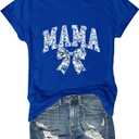 Mama Bow Shirt Blue Chinoiserie Mom Bow T-Shirt NAVY L