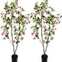 Artificial Tree Faux Bougainvillea Tree 4ft Tall Fake Bougainvillea Plant in Pot Fake Silk Tree Faux Plants Indoor (Pack of 2)