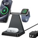 Charging Station for Multiple Devices Apple: Woruda 3 in 1 Magnetic Wireless Charger Stand for Mag Safe iPhone - Nightstand Charging Dock for iPhone 16 15 14 13 12 Pro Max Plus Apple Watch Airpods (Black)
