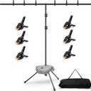 T-Shape Backdrop Stand Kit - 8 x 5.3ft Adjustable Photo Backdrop Stand - Portable Sturdy Back Drop Stand for Photoshoots, Parties, Wedding and Decoration with 6 Spring Clamps, Sandbag, Carry Bag