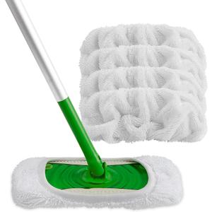 HOMEXCEL Reusable Microfiber Mop Pads Compatible with Swiffer Sweeper-Washable Wet Pad Refills for Wet & Dry Use, Floor Cleaning Mop Head Pads Refills for Household Cleaning, Pack of 4, White