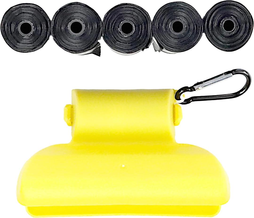 Dookie Dozer Innovative Dog Pooper Scooper with 5 Rolls Dog Poop Bags - Compact, Portable, Easy to Use - Carabiner Attaches to Leash