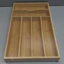 Bamboo Silverware Organizer, Bamboo Kitchen Drawer Cutlery Organizer, Utensil Holder, Flatware Organizer Tray (15.8"x9.5"x1.6")