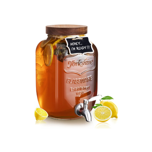 Mustry Glass Drink Dispenser for Parties, 1 Gallon Beverage Dispenser with Spigot Solid Stainless Steel, Used as Lemonade Dispenser Sun Tea Jar Kombucha Jar