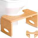 Beinilai Foldable Toilet Stool,7 Inches Poop Stool for Bathroom,Bamboo Toilet Stool Squat Adult,Potty Stool with Anti-Slip Strip (Yellow)