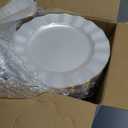 120PCS Pearl White Plastic Plates, Heavy Duty Disposable Party Plates with Gold Rim, 60 Dinner & 60 Dessert for Parties and Wedding
