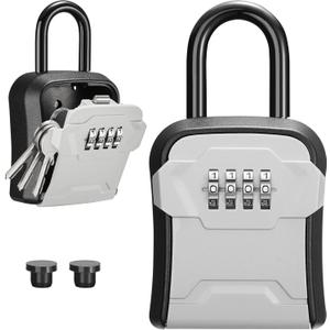 Puroma Lock Box, Key Lock Box Wall Mount & Portable Combination Lockbox with Resettable Code, Security Lockbox for Outside House Keys, Apartment Realtors Spare Keys Storage (1 Pack, Gray)