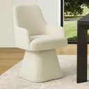 KISLOT Swivel Dining Chair Set of 1, Mid Century Modern Chair Fabric Upholstered Armchair with Armrest & Ergonomic Backrest for Dining Room, Kitchen, Bedroom, Living Room, Linen