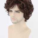 Topcosplay Men Wigs Dark Brown Short Curly Layered Cosplay Halloween Character Costume Man Wig