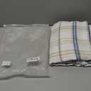 WUBODTI Blue Buffalo Plaid Semi Sheer Curtains 84 Inch Length 2 Panels for Living Room Bedroom, Rustic Farmhouse Style Faux Linen Gingham Curtain Drapes Striped Check Drapes, Blue and Brown