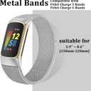 surundo Compatible with Fitbit Charge 6/Charge 5 Bands for Wmen Men, Metal Mesh Milanese Loop Adjustable Strap Replacement for Fitbit Charge 6/Charge 5 Advanced Fitness & Health Trackers (Silver)