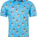 uideazone Golf Shirts for Men Dry Fit Polo Shirt Short Sleeve Moisture Wicking Golf Polos Performance Golf Tennis Shirt (Medium, Funny Hot Dog)