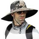 Oversize XXL&Wide Brim Sun Hats for Men, UPF50+Waterproof Fishing-Hat Boonie Bucket for Hiking Safari Beach Garden 