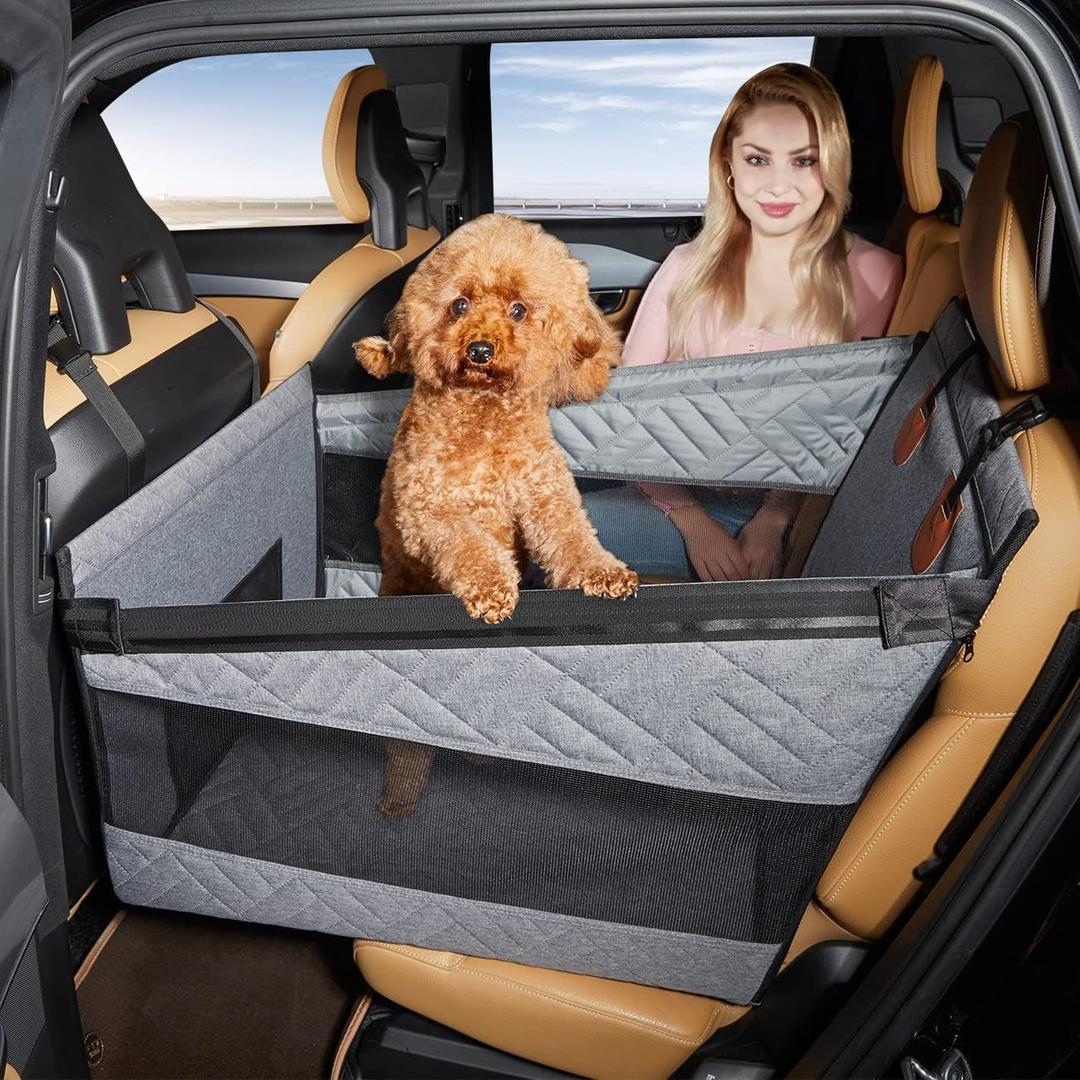 TKYZ Medium Dog Car Seat, Back Seat Extender for Dogs, Waterproof Large Dog Seat Cover for Backseat, Pet Bed for Car Hammock(Grey-s)