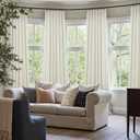 Small Blackout Curtains 54 Inch Length Linen Textured Short Black Out Curtains Room Darkening Curtain for Bedroom Thermal Insulated Cafe Drape for 52-56 Inch Bay Window Back Tab Rod Pocket Cream Ivory