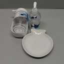 iDesign Plastic Kitchen Sink Caddy Sponge Holder with Soap Dispenser - White/Clear