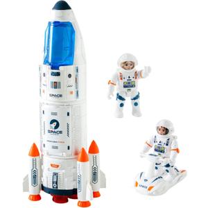 Wbzle Rocket Ship, Space Shuttle Astronaut & Space Adventure Toys,Science Educational Rocket Toys for Kids 3-5 - Lights/Music/Spray