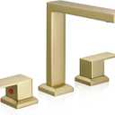 HEYMYTAP High Flow Gold Bathtub Faucet, Brass Bath Tub Faucet Set 3 Hole Roman Tub Faucets Deck Mounted Bathtub Faucet Set 2 Handle 1/2" NPT Female Cartridge Spout Reach 5.3inch