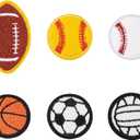 FINGERINSPIRE 12PCS 6 Styles Chenille Ball Embroidery Patches Iron on Patches Sport Ball Applique Patches Baseball Basketball Volleyball Football Rugby Patterns Patches for DIY Crafts Jackets Clothes