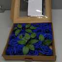 Artificial Flowers 25pcs Real Looking Royal Blue Foam Fake Roses with Stems for DIY Wedding Bouquets White Bridal Shower Centerpieces Arrangements Mothers Day Party Tables Decorations