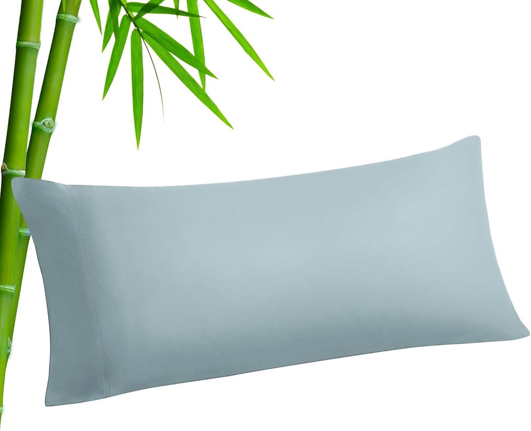 BEDELITE Body Pillow Cover, Rayon Made from Bamboo, Cooling Body Pillow Case Cover for Hot Sleepers and Night Sweats, Breathable & Silky Soft Full Long Pillow Case (Haze Blue, 20x54 Inches)